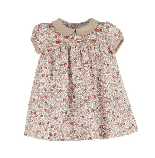 Luli & Me Girls Vintage Rose Floral Dress with Collar