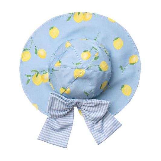 Sal & Pimenta Girls Lycra Sunny Hat - Blue with Yellow Lemons