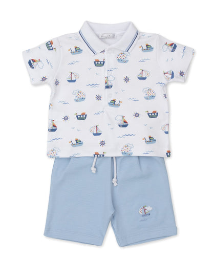 Kissy Kissy Baby / Toddler Boys Blue Boats at Sea Shorts Set