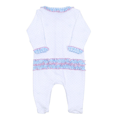 Magnolia Baby Girls Anna's Classics White Scattered Ruffle Footie