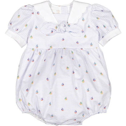 Sal & Pimenta Girls Bubble - Nautical Print with Sailor Collar