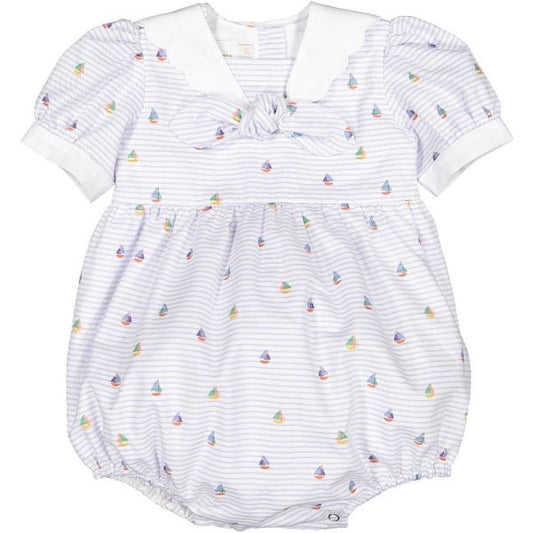 Sal & Pimenta Girls Bubble - Nautical Print with Sailor Collar