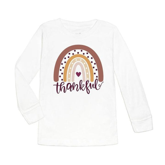Sweet Wink Girls White Long Sleeve Top - Thankful Rainbow