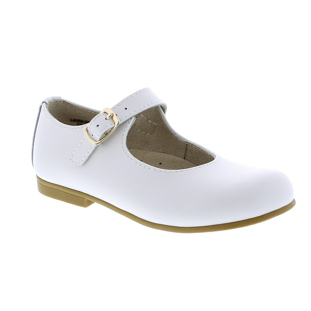 Footmates Girls Shoes - Laura Mary Janes - White