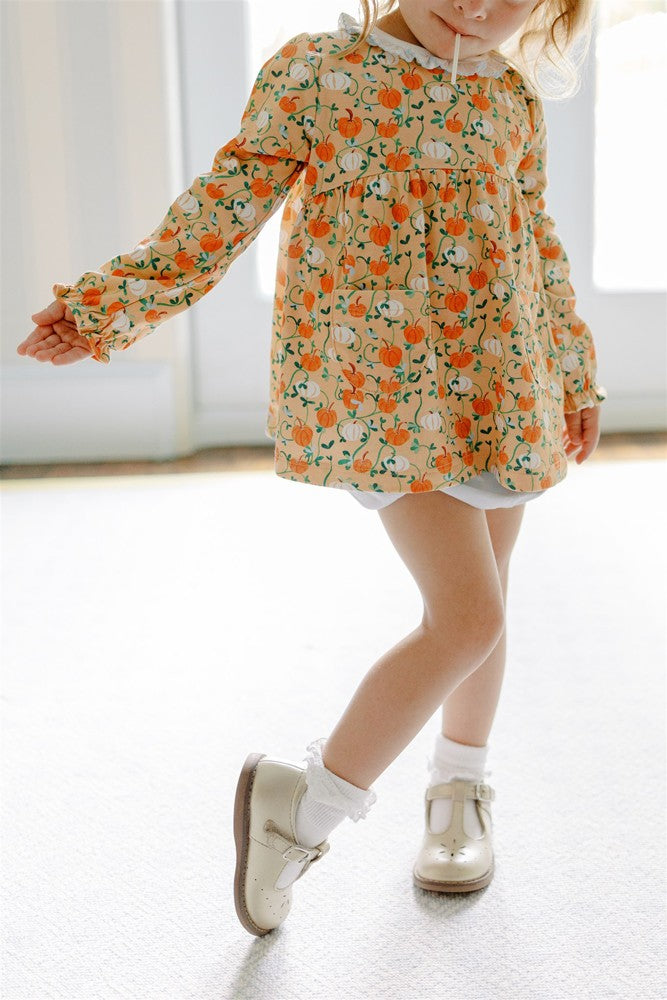 Proper Peony Pima Girls Orange Pumpkin Autumn Vine Bloomers Set
