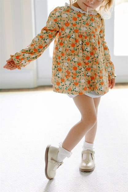 Proper Peony Pima Girls Orange Pumpkin Autumn Vine Bloomers Set