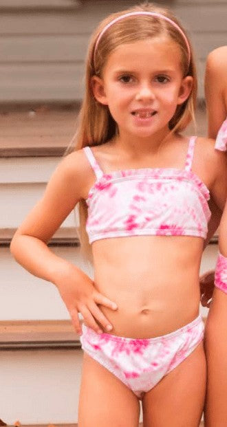 James & Lottie Be Elizabeth Girls Two Piece Swimsuit - Pink Tie Dye Bandeau