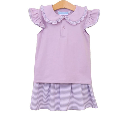 Trotter Street Kids Girls Camilla Knit Skort Set - Lavender Stripe