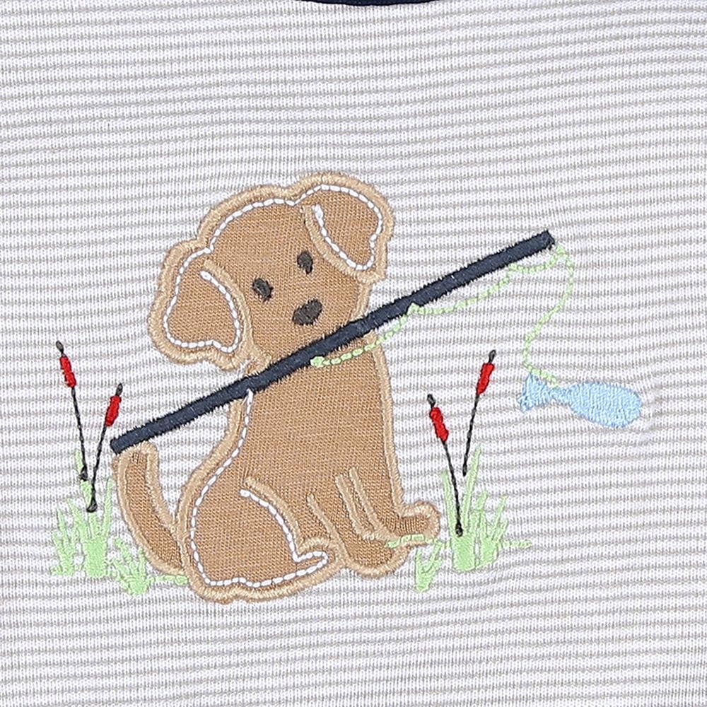 Magnolia Baby Boys Fishing Buddy Dog Applique Lap Footie