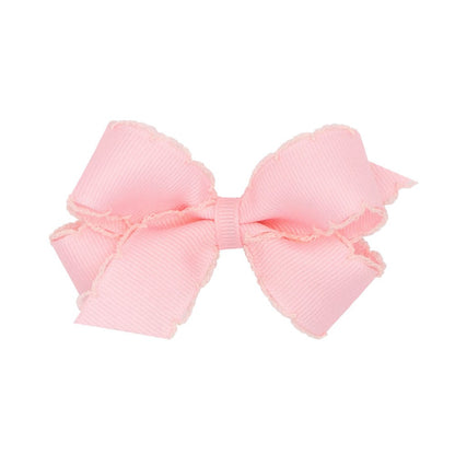 Wee Ones Girls Hair Bow - Monotone Moonstitch - Light Pink