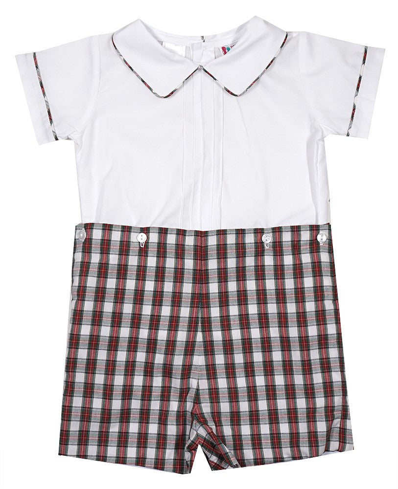 The Best Dressed Child Baby / Toddler Boys Red Holiday Plaid Button On Shorts Set