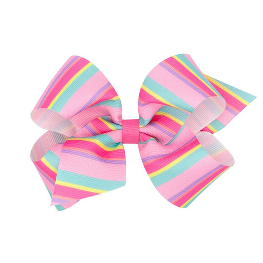Wee Ones Girls Hair Bow - Trendy Girl - Bright Candy Stripes