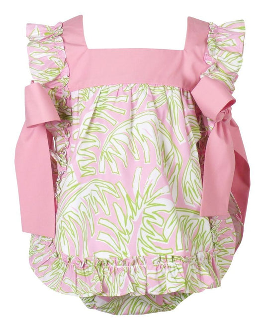 Yellow Lamb Girls Pink & Green Palm Beach Print Etta Sun Set