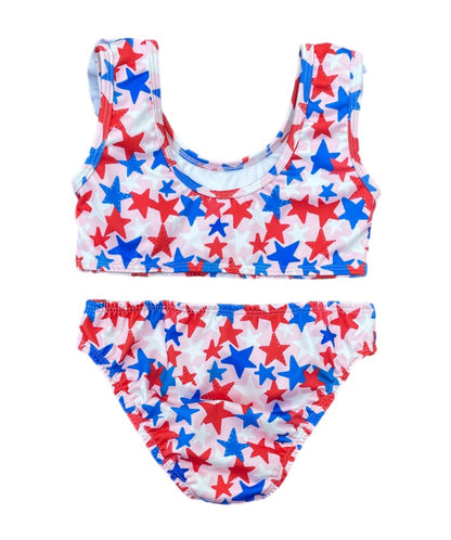 James & Lottie Girls Loren Two Piece Swimsuit - Patriotic Stars
