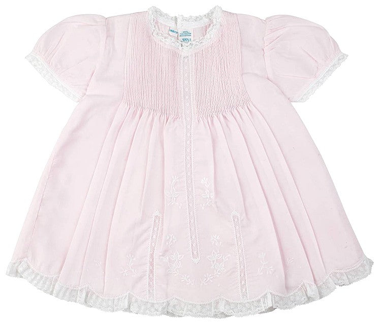 Feltman Brothers 6564 Newborn Baby Girls Slip Dress with Lace - Pink