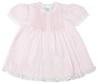 Feltman Brothers 6564 Newborn Baby Girls Slip Dress with Lace - Pink