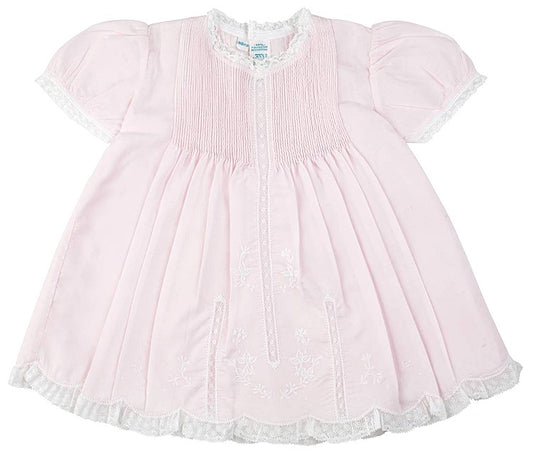 Feltman Brothers 6564 Newborn Baby Girls Slip Dress with Lace - Pink