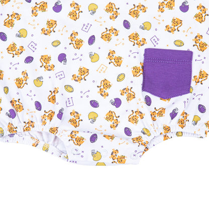 Magnolia Baby LSU Tigers Purple Gold Printed Sleeveless Boy Bubble