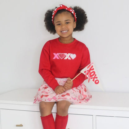 Sweet Wink Girls XOXO Valentine's Day Patch Sweatshirt - Red