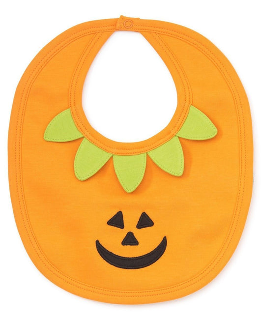 Kissy Kissy Baby Bib - Orange Halloween Pumpkin Jack O'Lantern