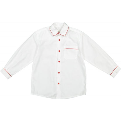 Sal & Pimenta Boys White Shirt - Long Sleeves - Red Piping