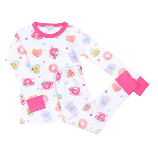 Magnolia Baby Little Girls Pink Cookies and Cocoa Long Pajamas