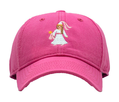 Harding Lane Kids Needlepoint Baseball Hat - Princess on Bright Pink