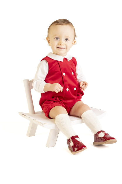 Luli & Me Baby / Toddler Boys Dressy Jon Jon with Shirt - Red Velvet