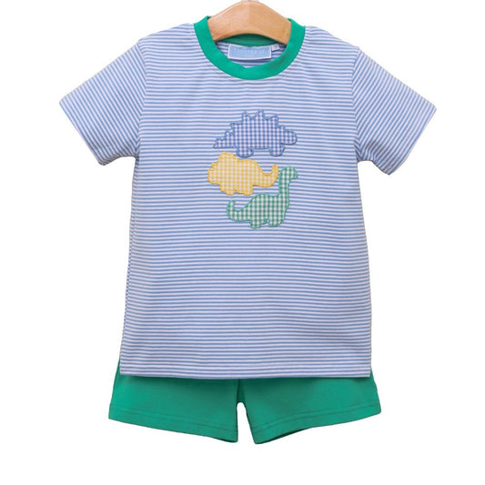 Trotter Street Kids Boys Blue Dinosaurs Shorts Set