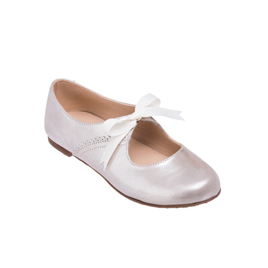 Elephantito Girls Dress Shoes - Sabrina Flats with Bow - Talc