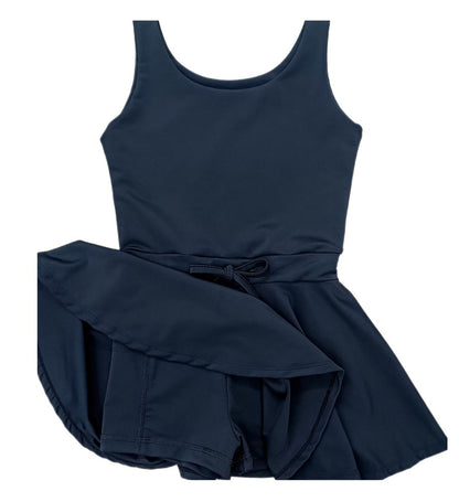 Be Elizabeth by James & Lottie Girls Athleisure Tennis Dress with Tie - Black