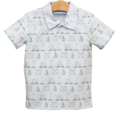 Trotter Street Kids Boys Blue Golf Hole in One Polo Shirt
