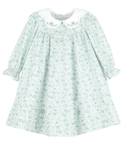 Sophie & Lucas Girls Blue Green Perennial Blooms Dress