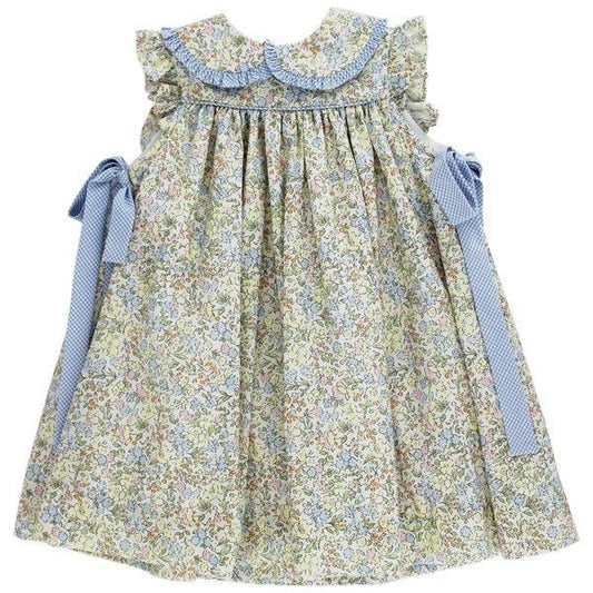 Bailey Boys Girls Buttercup Floral Float Dress - Blue Side Bows