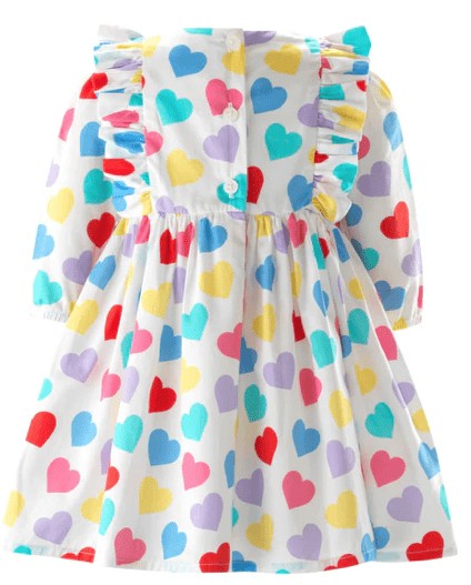Rachel Riley London Girls Confetti Heart Frill Dress