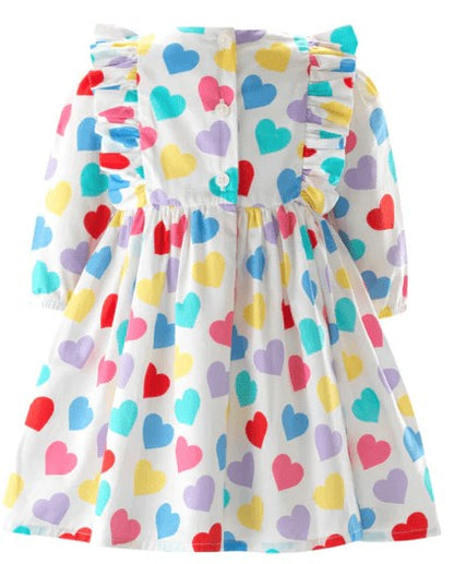 Rachel Riley London Girls Confetti Heart Frill Dress