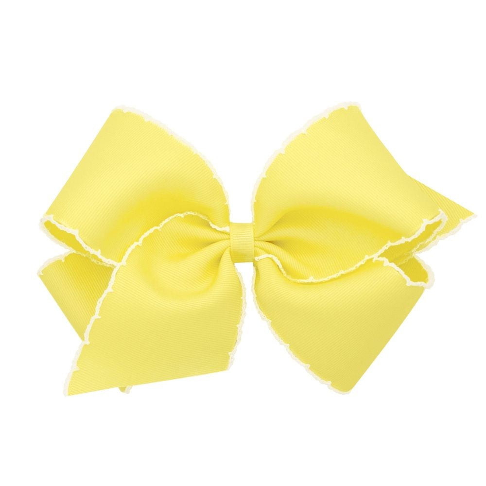Wee Ones Girls Classic Moonstitch Bow on Clip - Yellow with White by Wee Ones