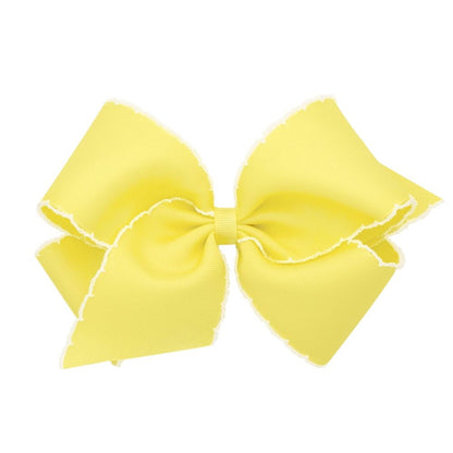 Wee Ones Girls Classic Moonstitch Bow on Clip - Yellow with White by Wee Ones