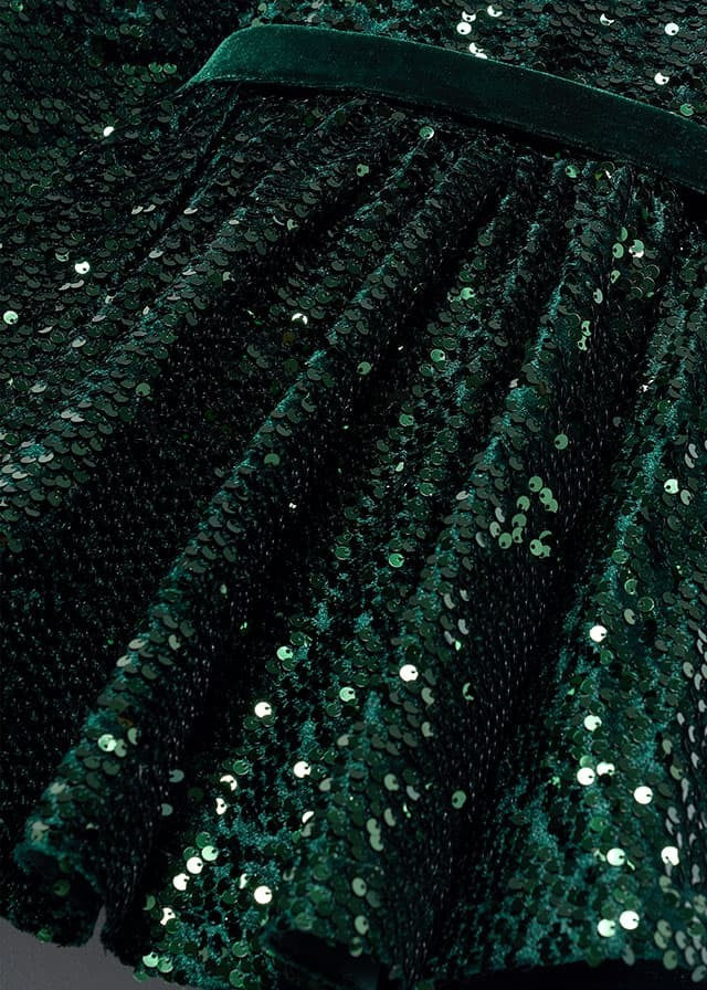 green sequin holiday dress Abel & Lula Girls Sequin Velvet Holiday Party Dress
