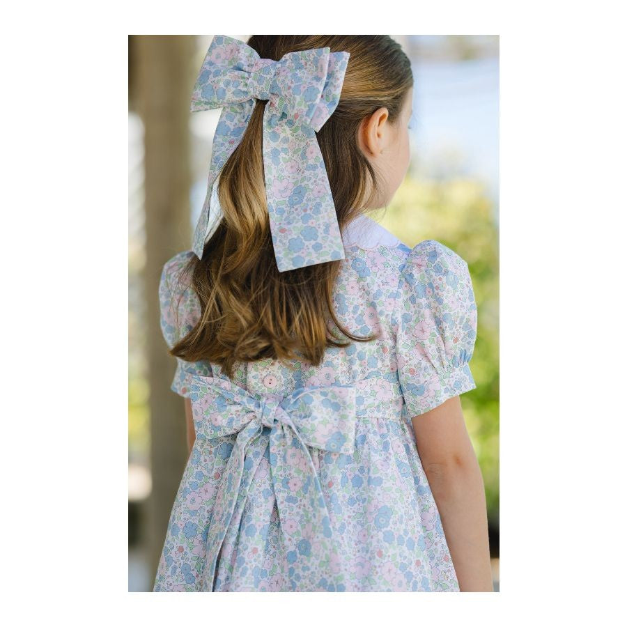 Sal & Pimenta Girls Big Hair Bow on Clip - Sprinkles Blue & Pink Floral