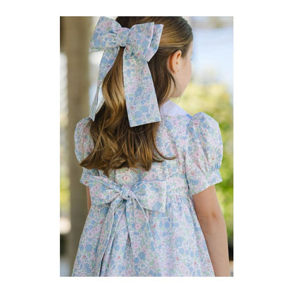 Sal & Pimenta Girls Big Hair Bow on Clip - Sprinkles Blue & Pink Floral