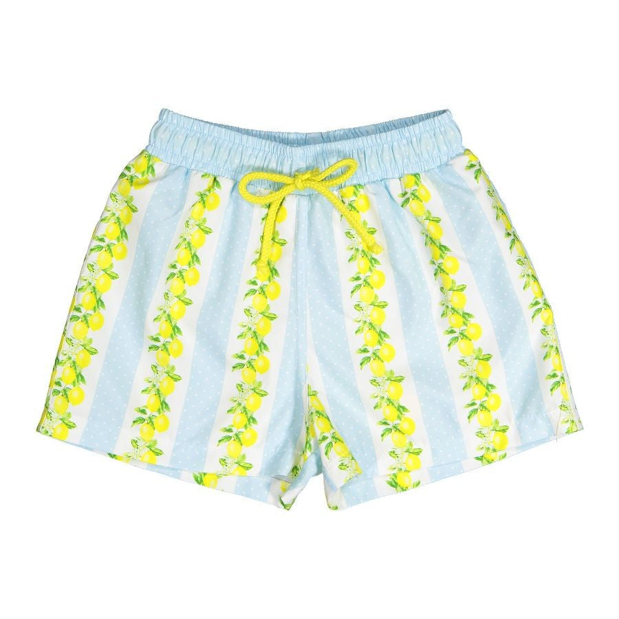 Sal & Pimenta Boys Swim Trunks - Blue & Yellow Lemon Tree