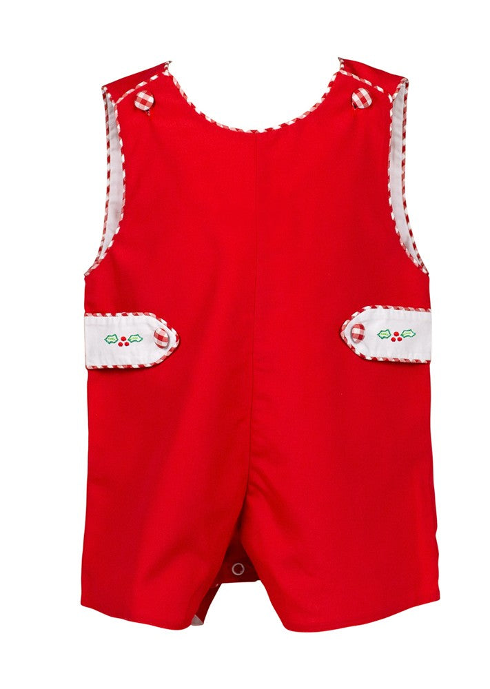 Proper Peony Baby / Toddler Boys Jon Jon - Red Tinsel Christmas Holly Tabs