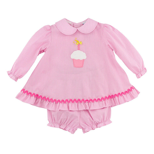 The Bailey Boys Baby Girls Pink Stripe Birthday Cupcake Swing Set