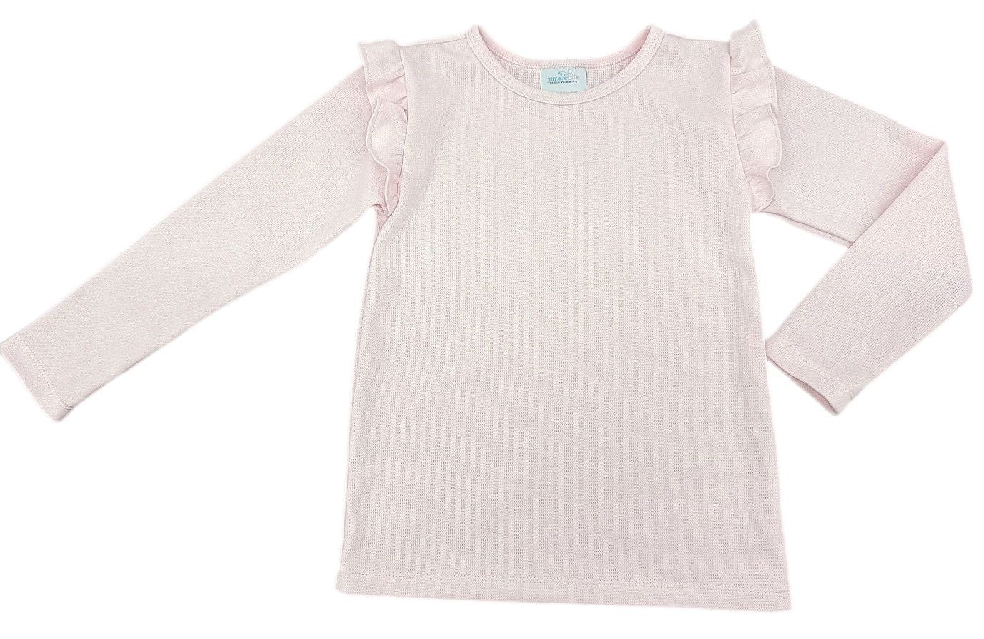 James & Lottie Be Elizabeth Girls Ruffle Shoulder Top - Pink