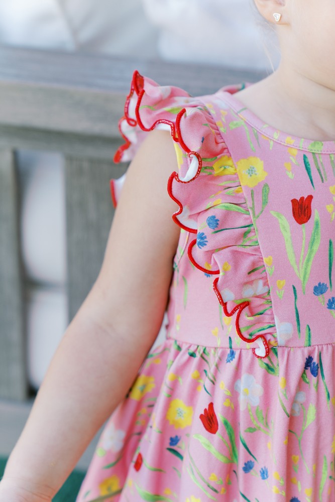 Proper Peony Pima Girls Pink Lola Floral Twirl Dress