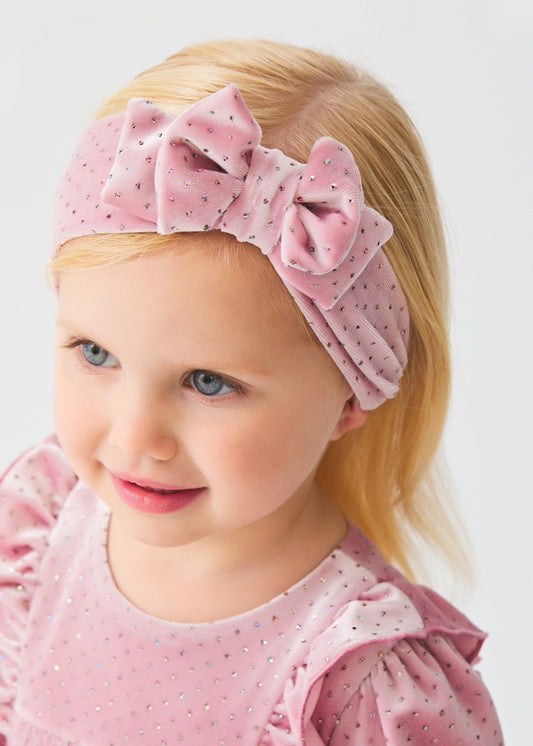 Abel & Lula Baby Girls Headband - Pink Velvet with Glitter Dots