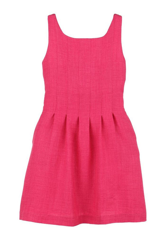 Luli & Me Gabby Girls Willow Pleated Dress - Fuchsia Pink