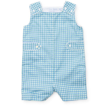 Lila & Hayes Boys Wells Shortall - Blue Hampton Plaid