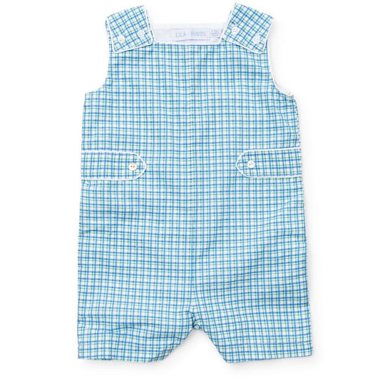 Lila & Hayes Boys Wells Shortall - Blue Hampton Plaid